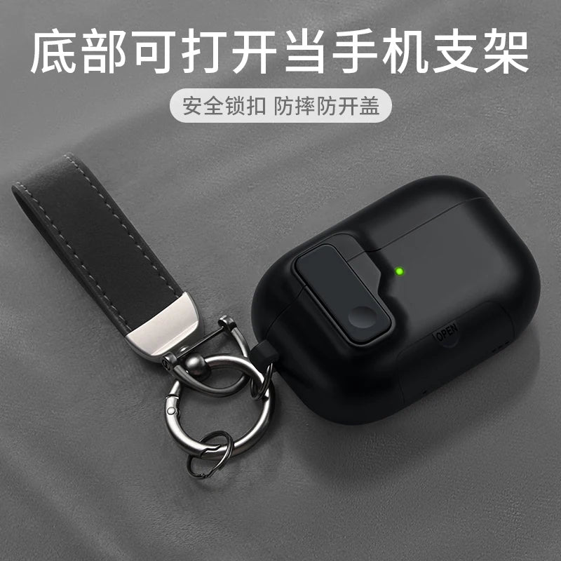 AirPods Pro 3 Case with Magnetic Phone Stand & Hook – Auto Lock TPU Shockproof Cover (2025)