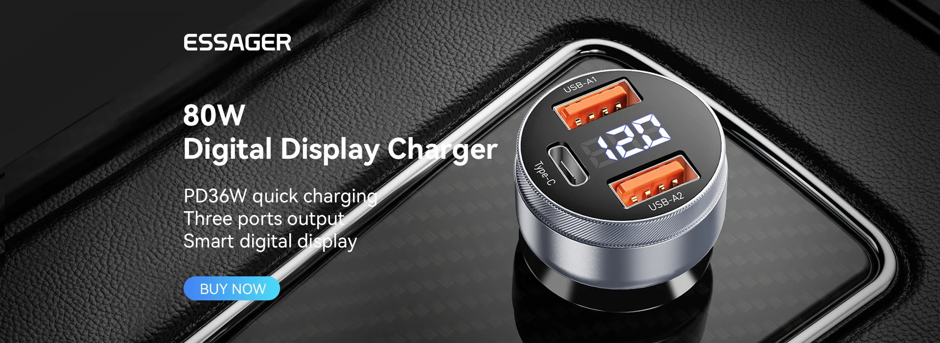 30W Dual Port Car Charger - Fast Charging USB-C & USB-A for iPhone & Android