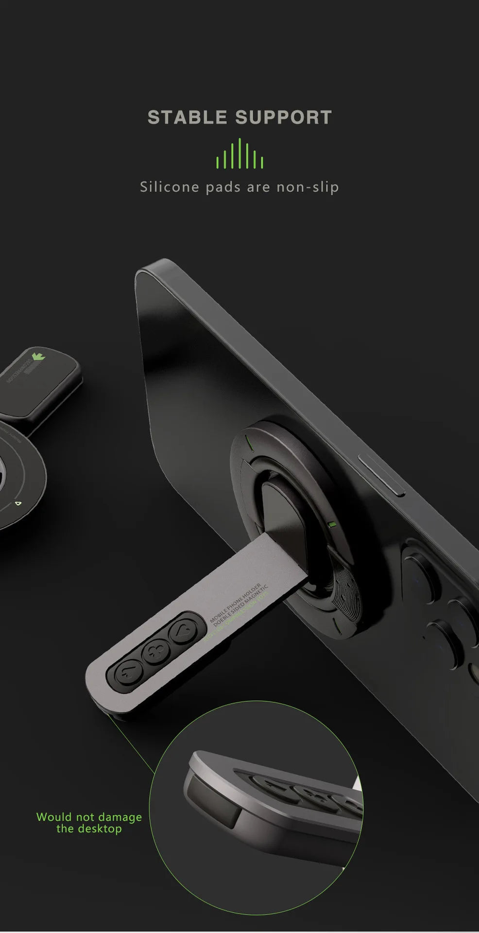 3-in-1 Magnetic Finger Ring Holder Rotate Double-Sided Magnetic Phone Stand for iPhone 17 16 15 14 13 12 MagSafe