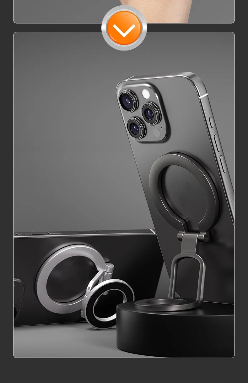 2025 Double Sided MagSafe Phone Stand Magnetic Phone Ring Holder Kickstand Magnet Grip for Phone 15 14 Android Gym Car Holder