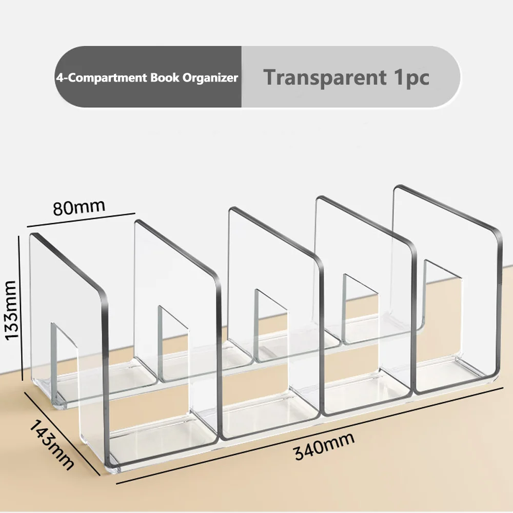 Acrylic Bookstand Transparent Student Desktop Storage Bookstand Book Holder Desk Office Stationery Storage Bookshelf