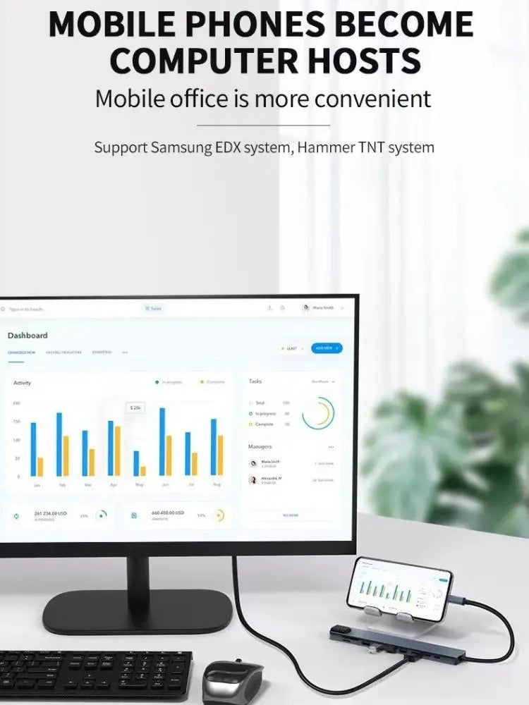 8-in-1 USB-C Hub – 4K HDMI, Thunderbolt 3, USB 3.0 Docking Station for MacBook & Laptop