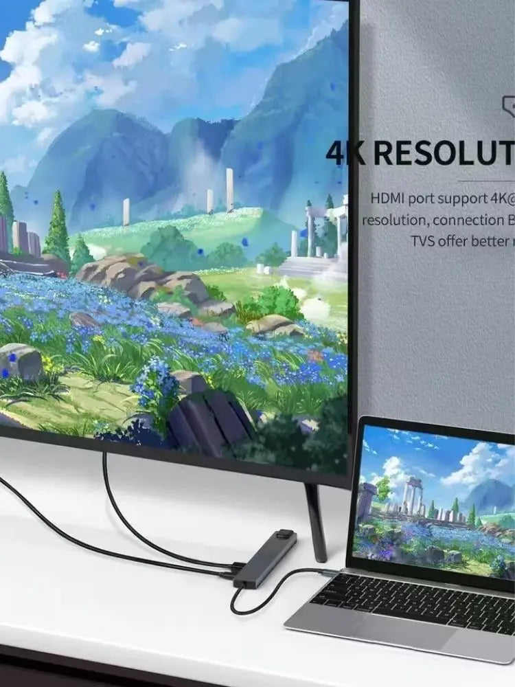 8-in-1 USB-C Hub – 4K HDMI, Thunderbolt 3, USB 3.0 Docking Station for MacBook & Laptop