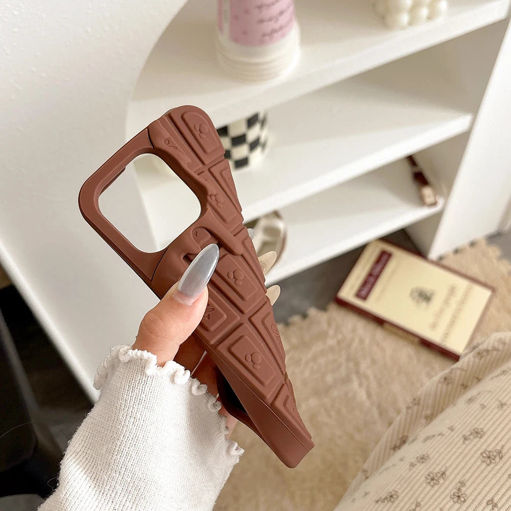 3D Cartoon Chocolate & Strawberry Cake iPhone Case – Fits iPhone 17, 16, 15, 14, 13, 12, 11 Pro Max & More
