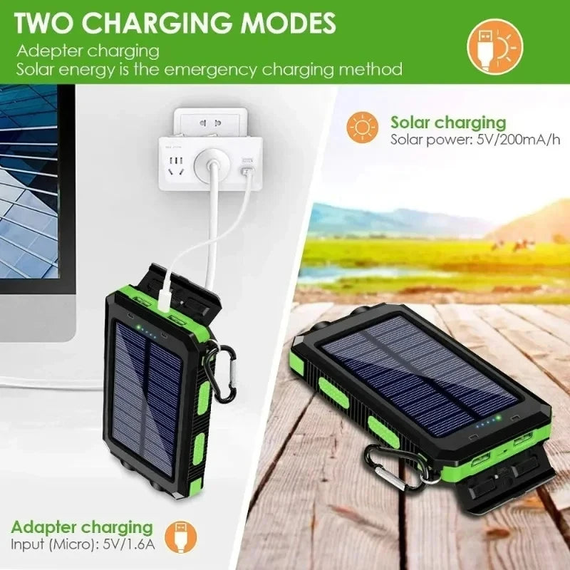 200000mAh Solar Power Bank – Portable High Capacity Fast Charging External Battery for iPhone & Android