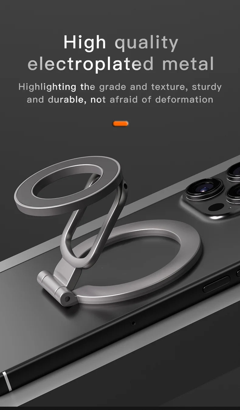 2025 Double Sided MagSafe Phone Stand Magnetic Phone Ring Holder Kickstand Magnet Grip for Phone 15 14 Android Gym Car Holder