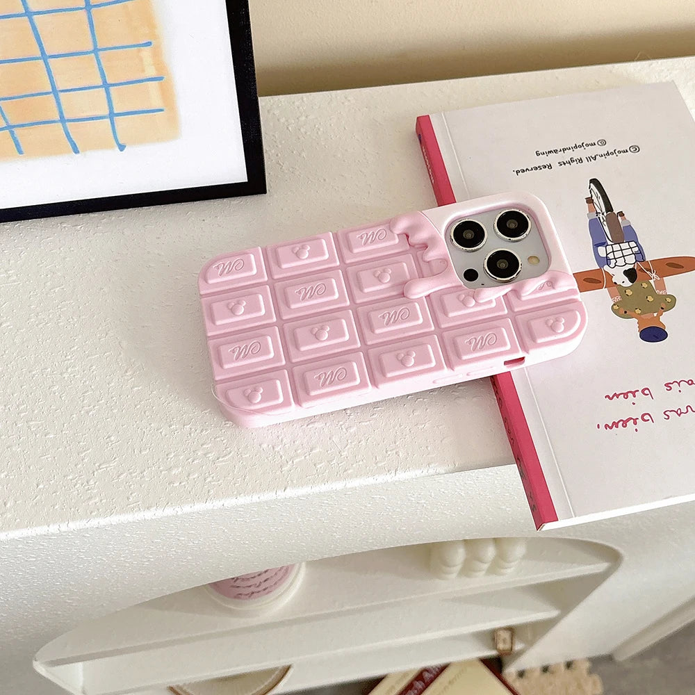 3D Cartoon Chocolate & Strawberry Cake iPhone Case – Fits iPhone 17, 16, 15, 14, 13, 12, 11 Pro Max & More