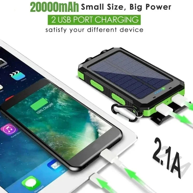 200000mAh Solar Power Bank – Portable High Capacity Fast Charging External Battery for iPhone & Android
