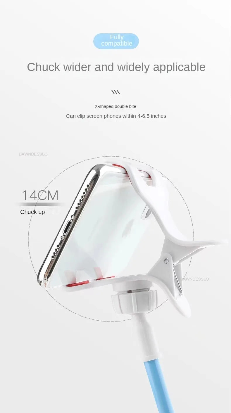 100cm Phone Clip on Stand Holder with Grip Flexible Long Arm Lazy Bracket Mount Clamp for IPhone 15 Pro Accessories Phone Holder