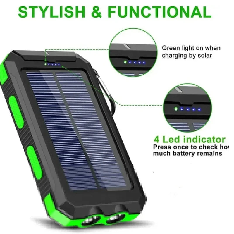 200000mAh Solar Power Bank – Portable High Capacity Fast Charging External Battery for iPhone & Android