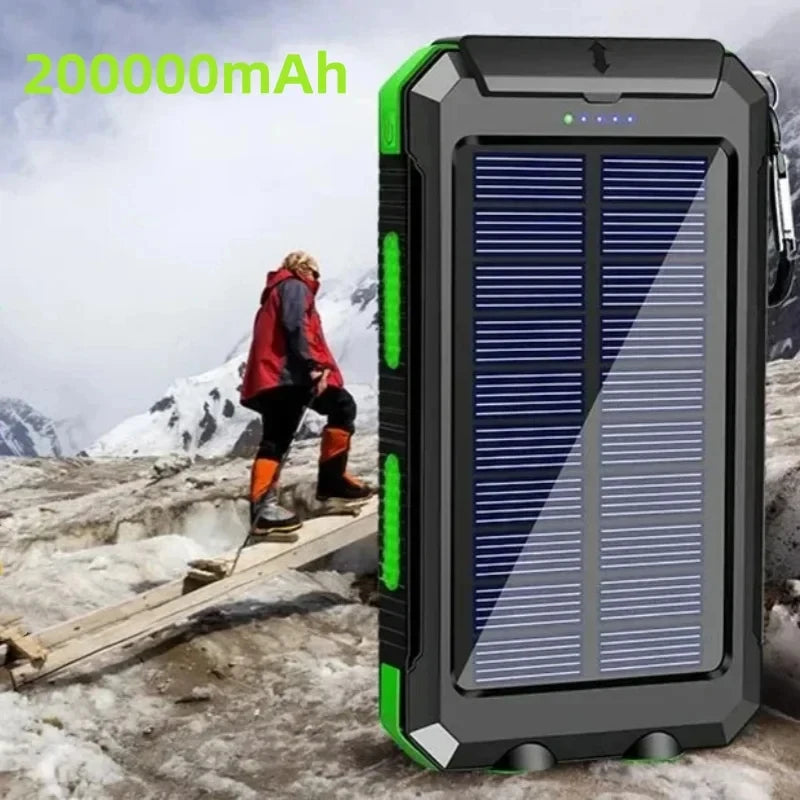 200000mAh Solar Power Bank – Portable High Capacity Fast Charging External Battery for iPhone & Android