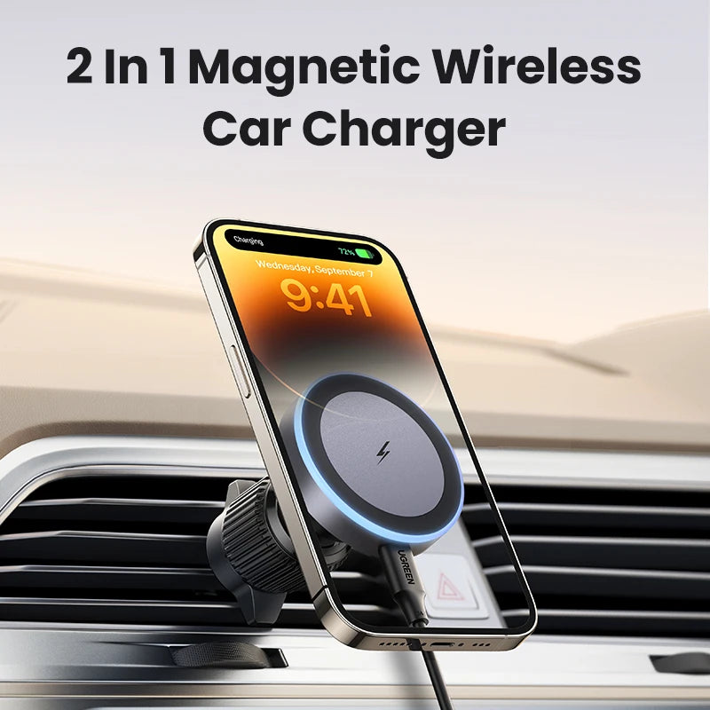 Qi2 Magnetic Wireless Car Charger – 25W Fast Charging MagSafe Mount for iPhone 16, 15, 14