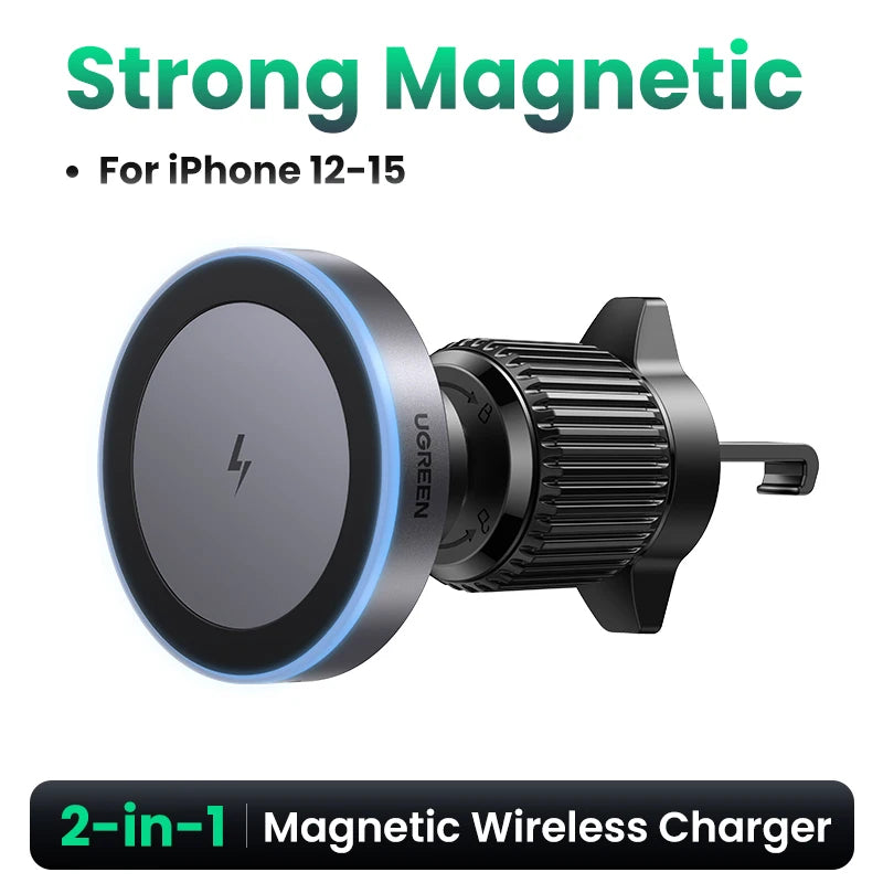 Qi2 15W Magnetic Wireless Car Charger with LED - Premium MagSafe Mount for iPhone 16/15