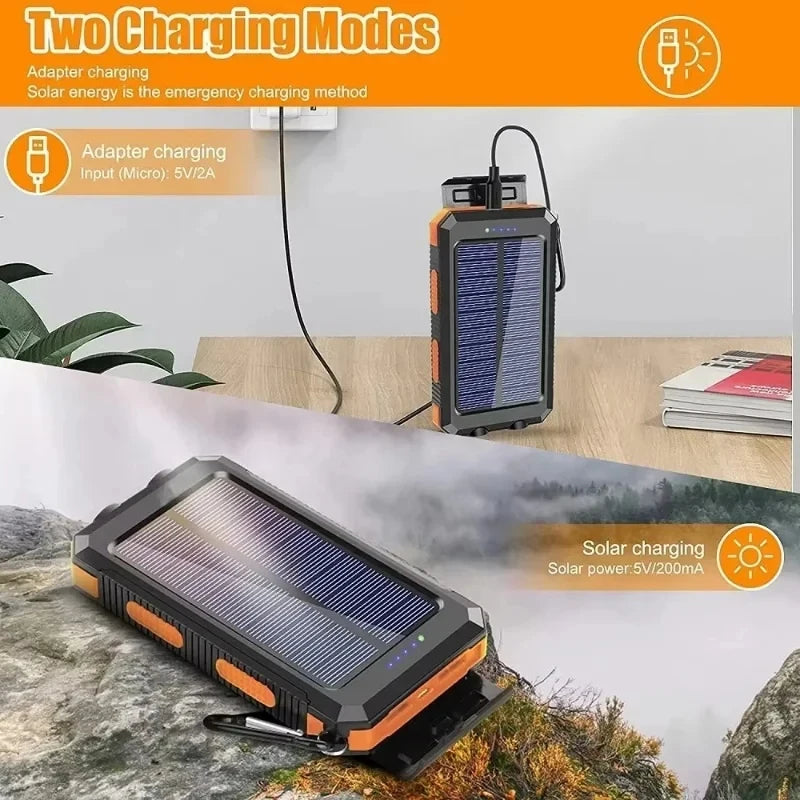 200000mAh Solar Power Bank – Portable High Capacity Fast Charging External Battery for iPhone & Android