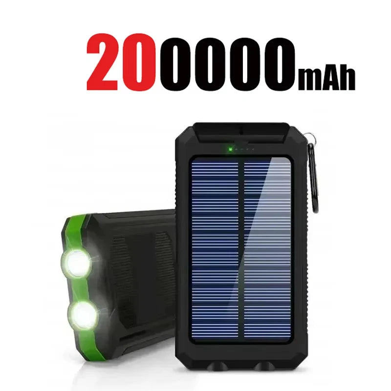 200000mAh Solar Power Bank – Portable High Capacity Fast Charging External Battery for iPhone & Android