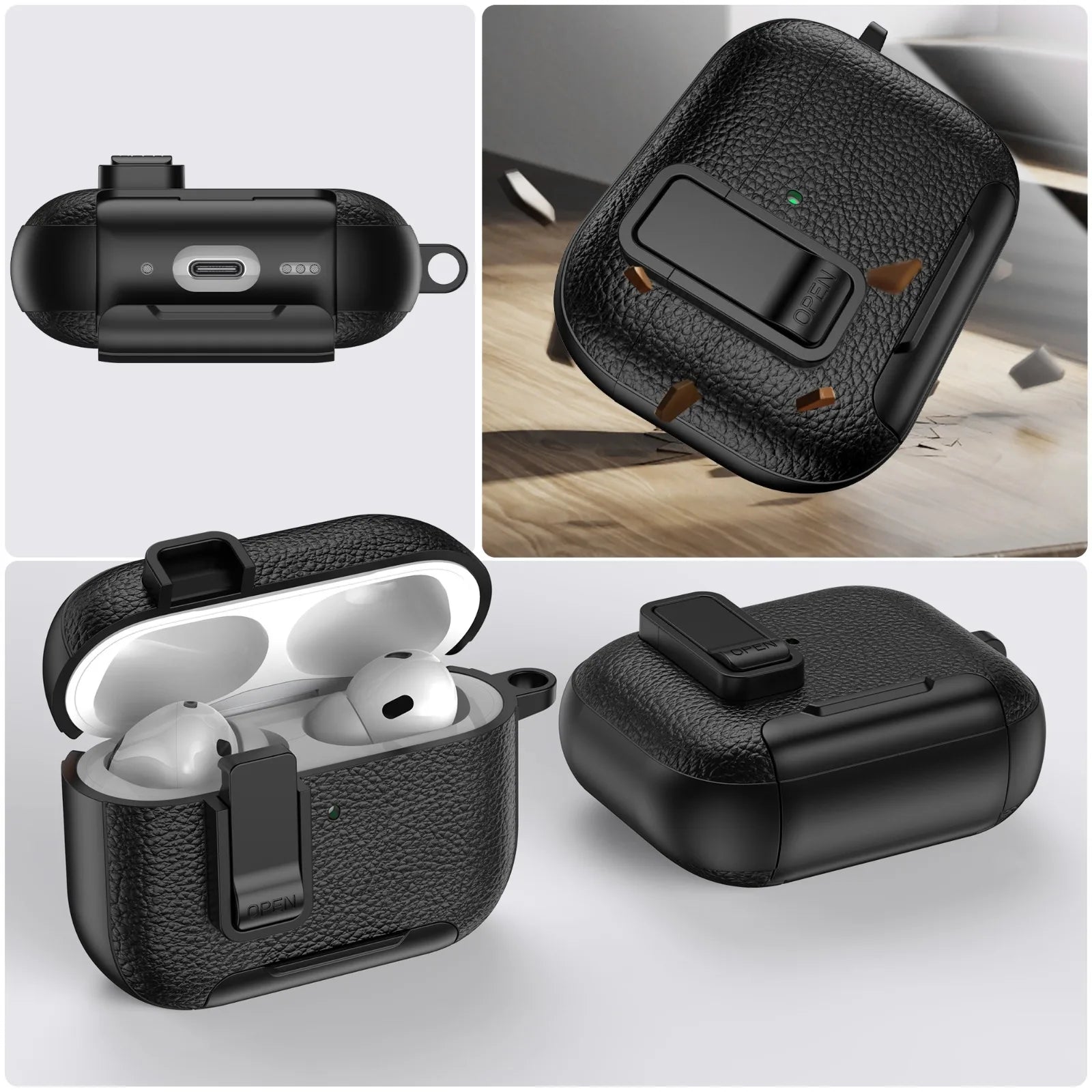 AirPods Case with Phone Holder Hook – Compatible with AirPods Pro 3, Pro 2, AirPods 1/2/3/4