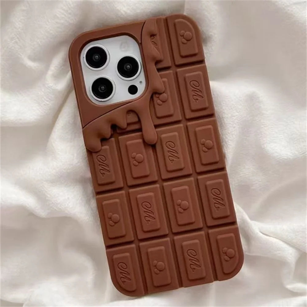 3D Cartoon Chocolate & Strawberry Cake iPhone Case – Fits iPhone 17, 16, 15, 14, 13, 12, 11 Pro Max & More