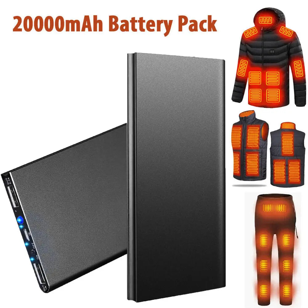 20,000mAh Portable Power Bank – 5V/2.1A Fast Charging for iPhone, Android & Heated Vest