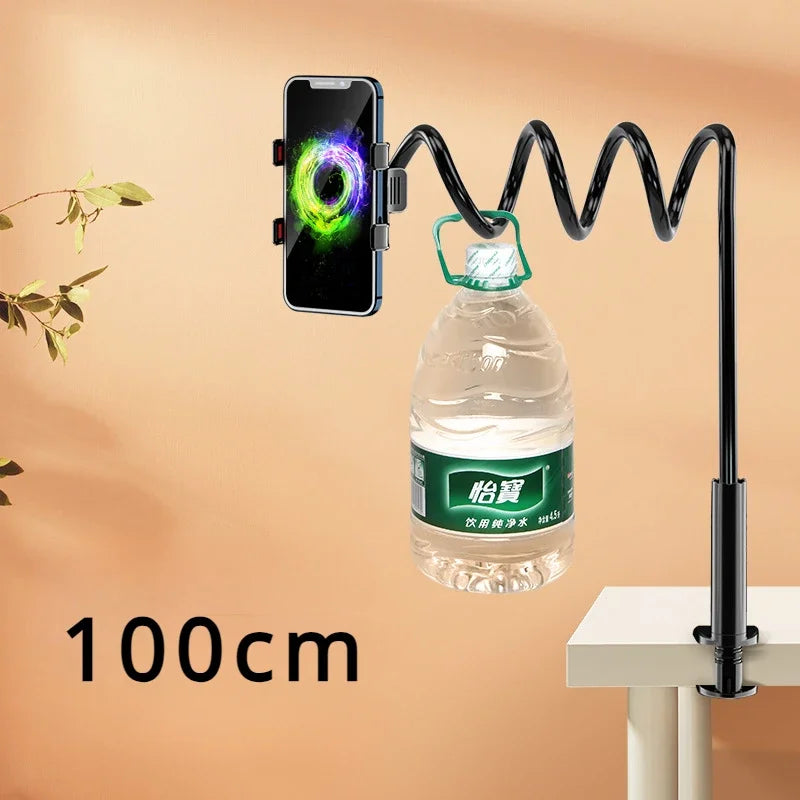 100cm Phone Clip on Stand Holder with Grip Flexible Long Arm Lazy Bracket Mount Clamp for IPhone 15 Pro Accessories Phone Holder