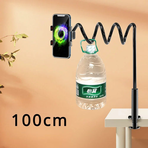 100cm Phone Clip on Stand Holder with Grip Flexible Long Arm Lazy Bracket Mount Clamp for IPhone 15 Pro Accessories Phone Holder