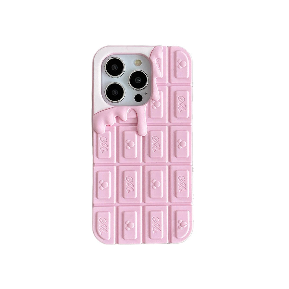 3D Cartoon Chocolate & Strawberry Cake iPhone Case – Fits iPhone 17, 16, 15, 14, 13, 12, 11 Pro Max & More
