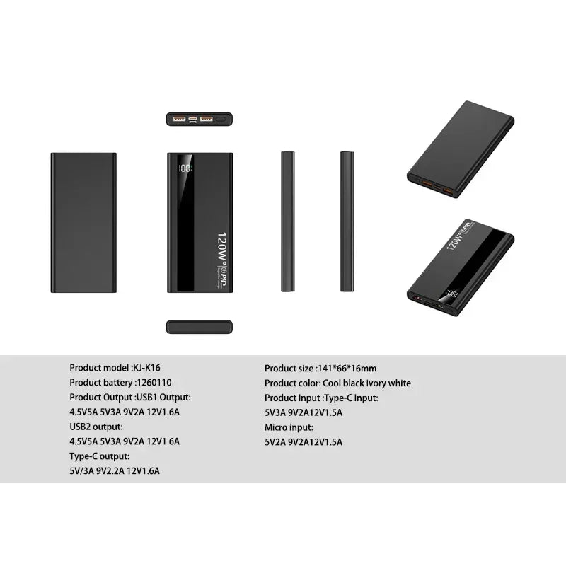 500000mAh Power Bank 120W Fast Charging Large Capacity Power Bank PD 20W Suitable For All Mobile Phones Long Endurance