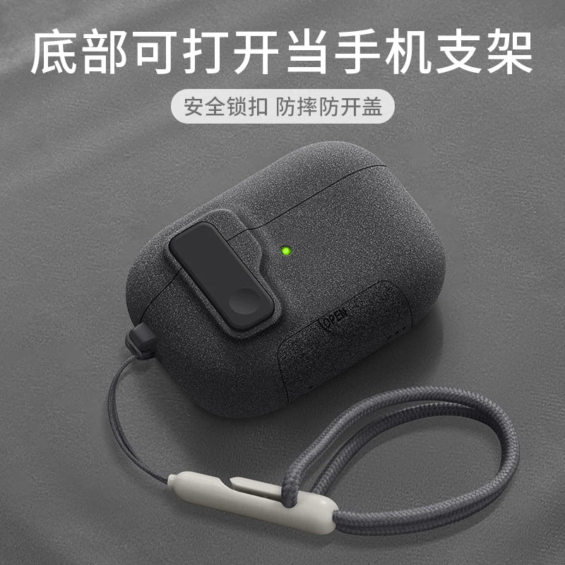 AirPods Pro 3 Case with Magnetic Phone Stand & Hook – Auto Lock TPU Shockproof Cover (2025)