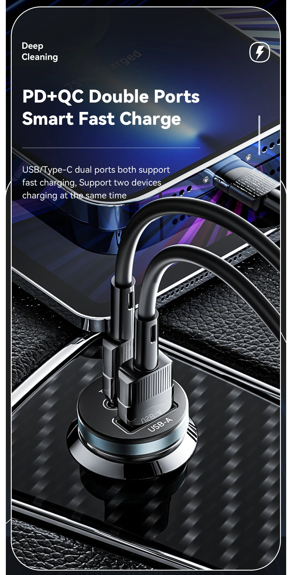 30W Dual Port Car Charger - Fast Charging USB-C & USB-A for iPhone & Android