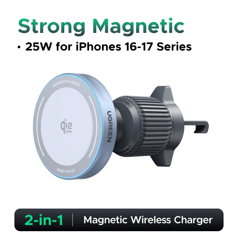 Qi2 Magnetic Wireless Car Charger – 25W Fast Charging MagSafe Mount for iPhone 16, 15, 14