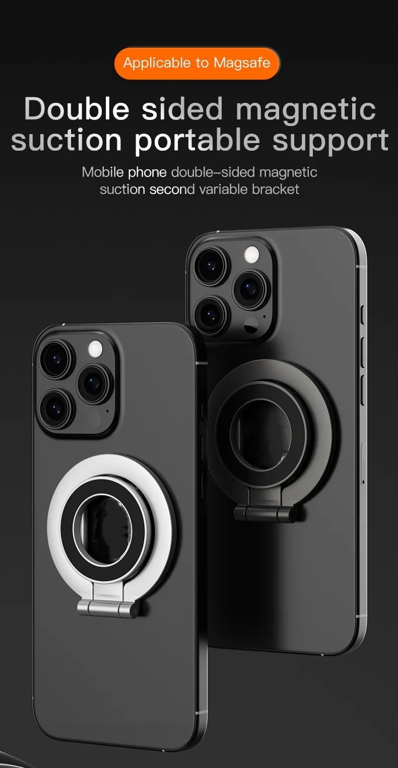 2025 Double Sided MagSafe Phone Stand Magnetic Phone Ring Holder Kickstand Magnet Grip for Phone 15 14 Android Gym Car Holder