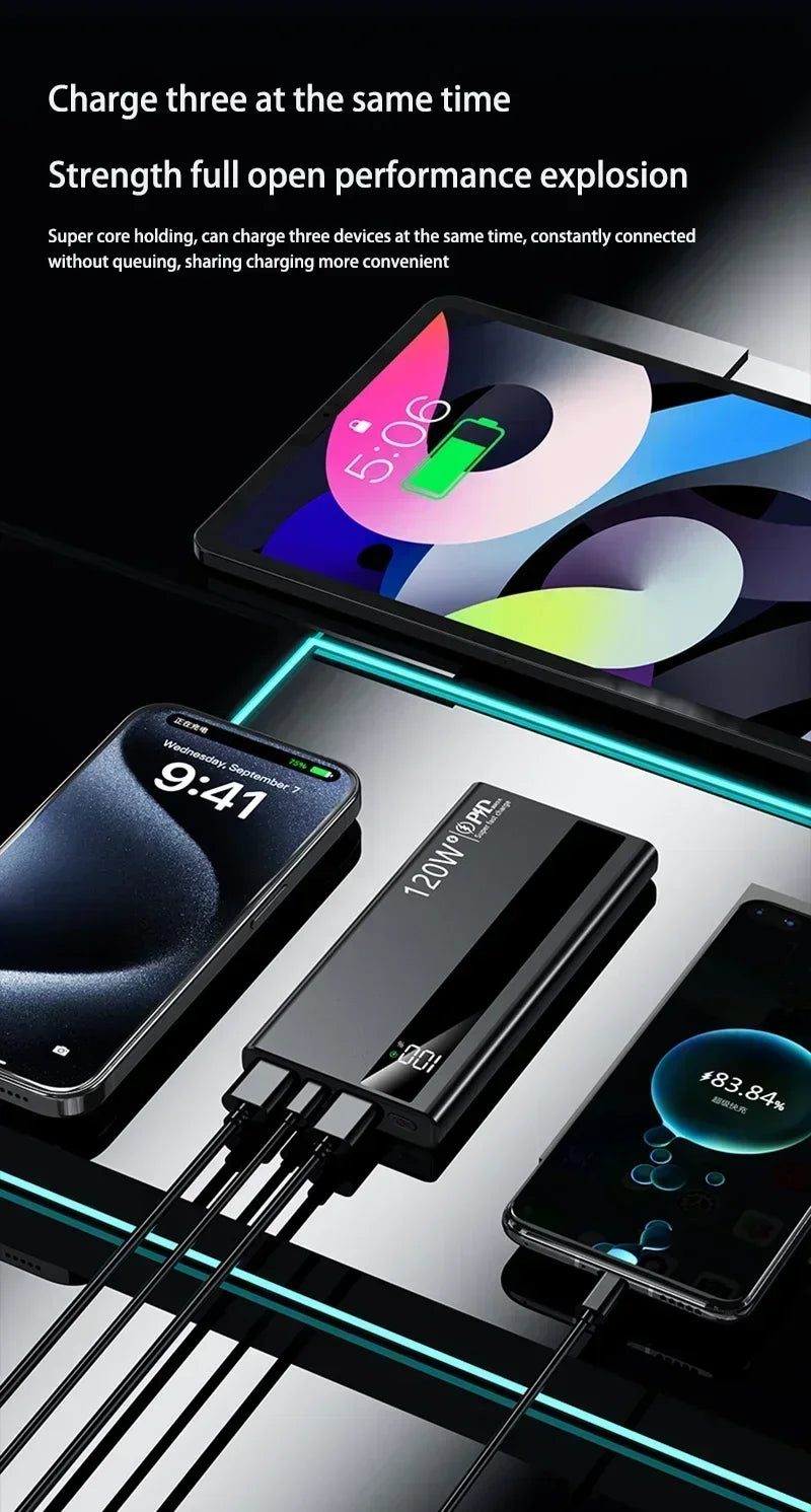 500000mAh Power Bank 120W Fast Charging Large Capacity Power Bank PD 20W Suitable For All Mobile Phones Long Endurance