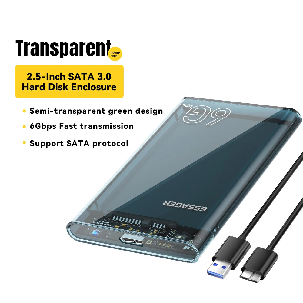 2.5" USB 3.0 External Hard Drive Enclosure - Tool-Free SATA SSD/HDD Case up to 6TB