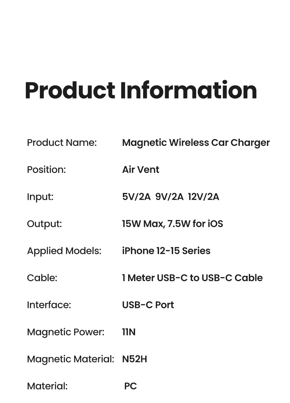 Qi2 15W Magnetic Wireless Car Charger with LED - Premium MagSafe Mount for iPhone 16/15