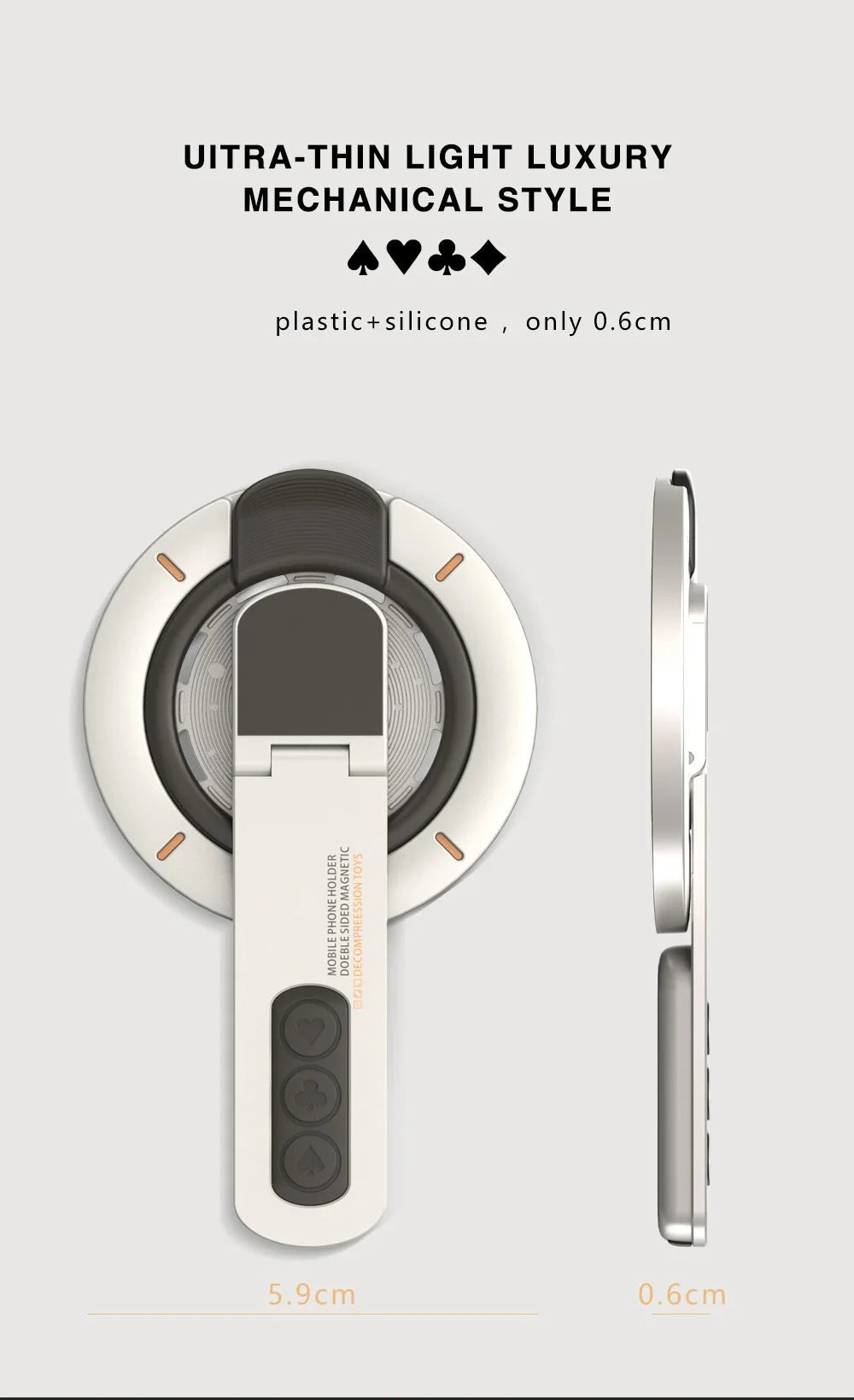 3-in-1 Magnetic Finger Ring Holder Rotate Double-Sided Magnetic Phone Stand for iPhone 17 16 15 14 13 12 MagSafe