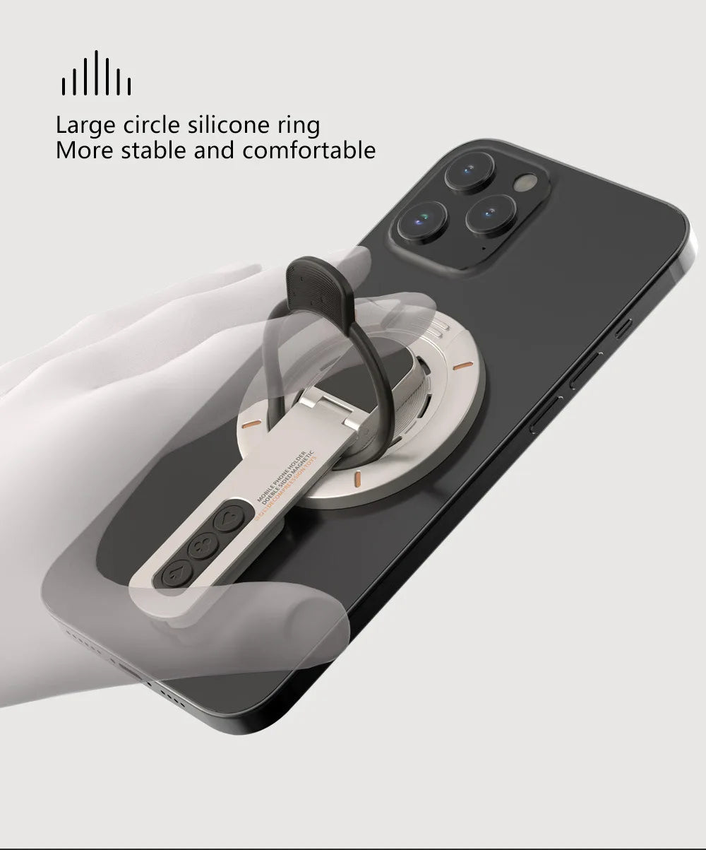 3-in-1 Magnetic Finger Ring Holder Rotate Double-Sided Magnetic Phone Stand for iPhone 17 16 15 14 13 12 MagSafe