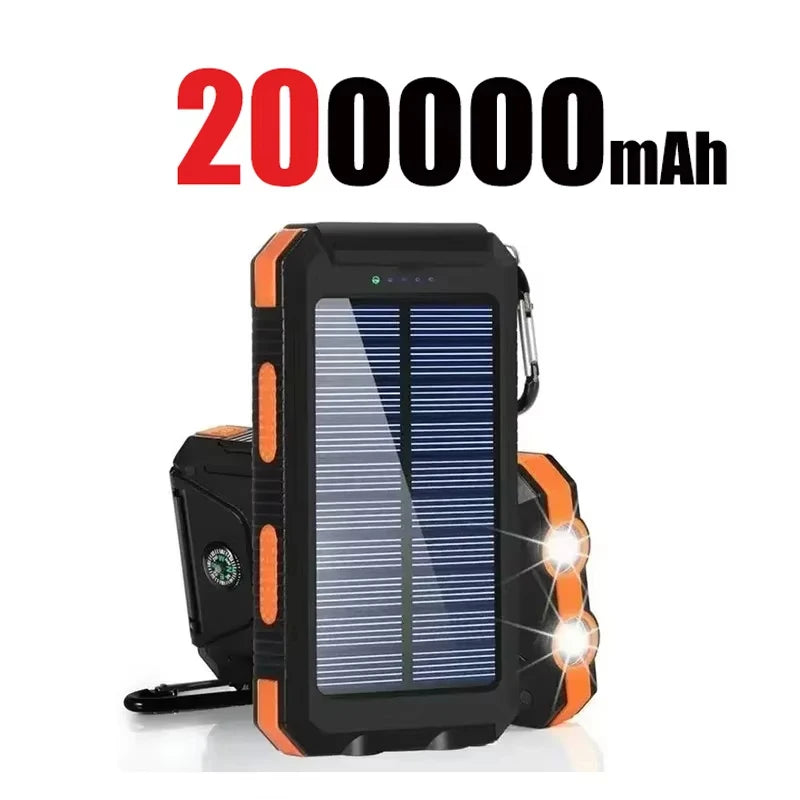200000mAh Solar Power Bank – Portable High Capacity Fast Charging External Battery for iPhone & Android