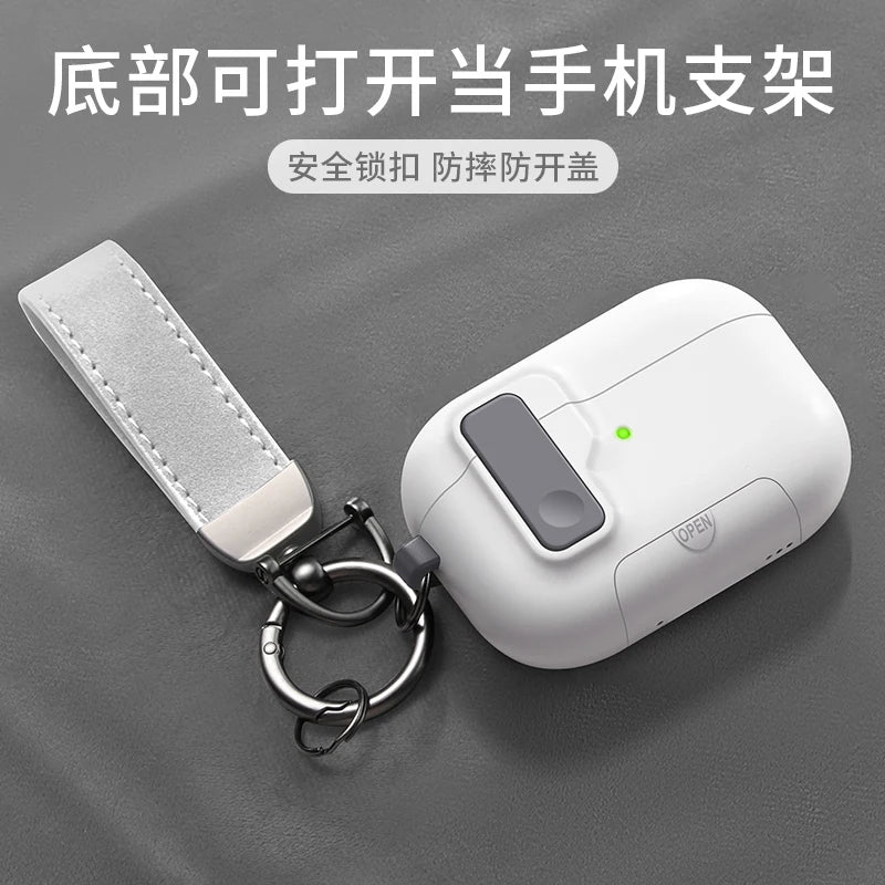 AirPods Pro 3 Case with Magnetic Phone Stand & Hook – Auto Lock TPU Shockproof Cover (2025)