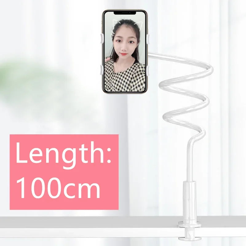 100cm Phone Clip on Stand Holder with Grip Flexible Long Arm Lazy Bracket Mount Clamp for IPhone 15 Pro Accessories Phone Holder