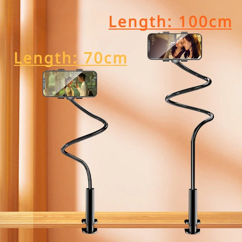 100cm Phone Clip on Stand Holder with Grip Flexible Long Arm Lazy Bracket Mount Clamp for IPhone 15 Pro Accessories Phone Holder