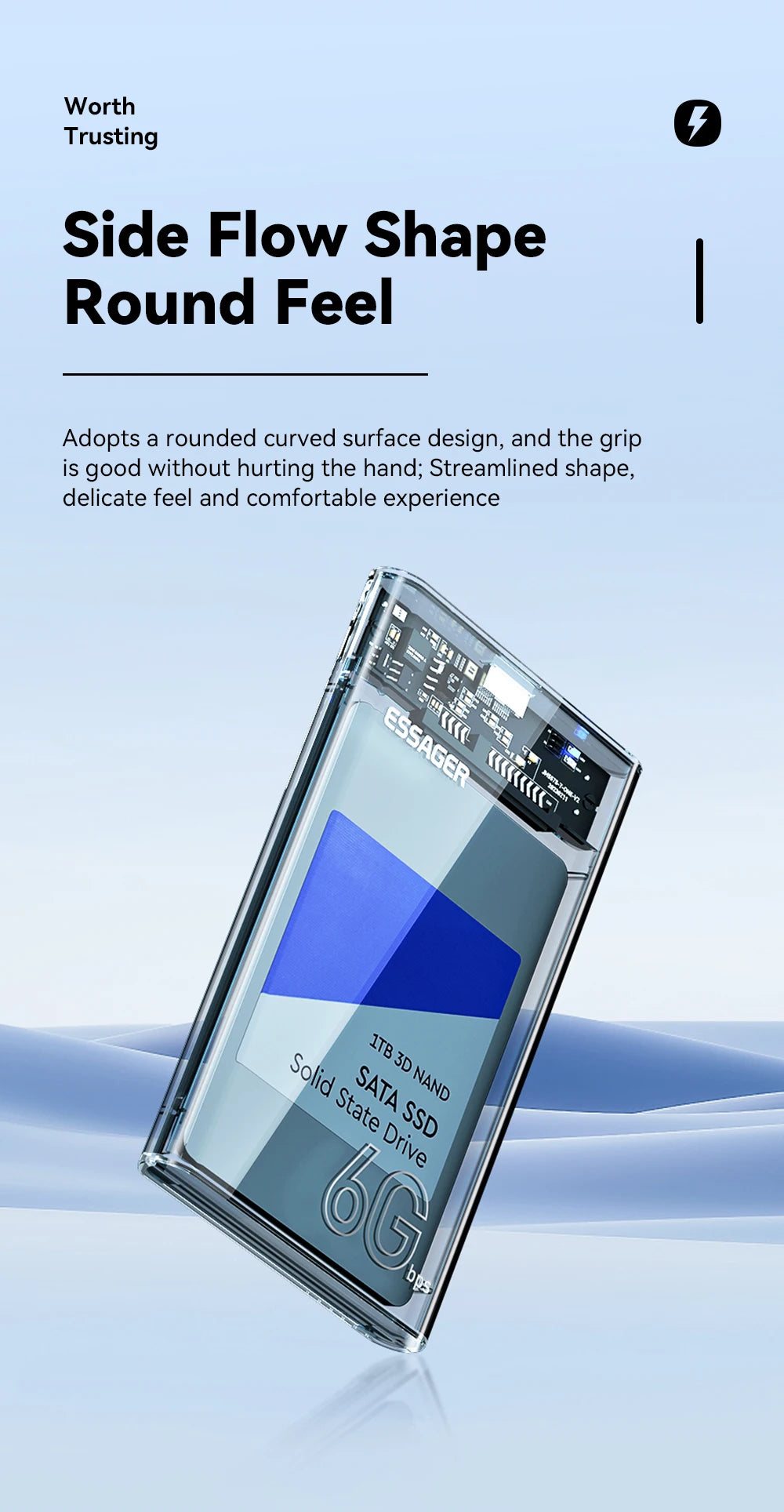 2.5" USB 3.0 External Hard Drive Enclosure - Tool-Free SATA SSD/HDD Case up to 6TB