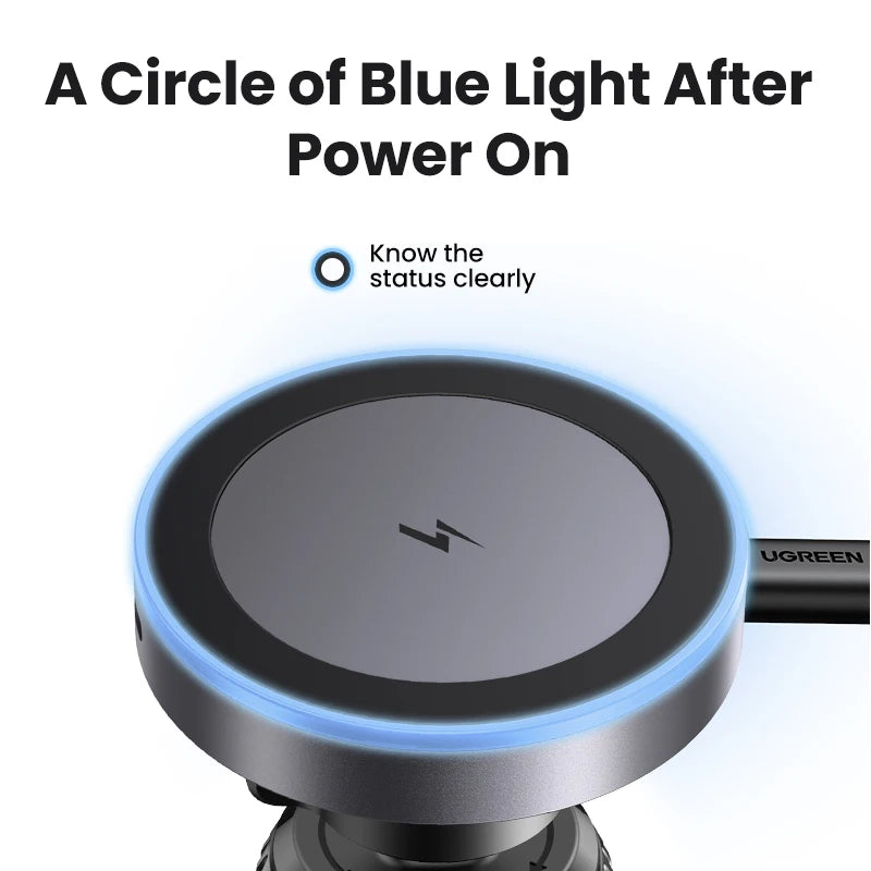 Qi2 15W Magnetic Wireless Car Charger with LED - Premium MagSafe Mount for iPhone 16/15