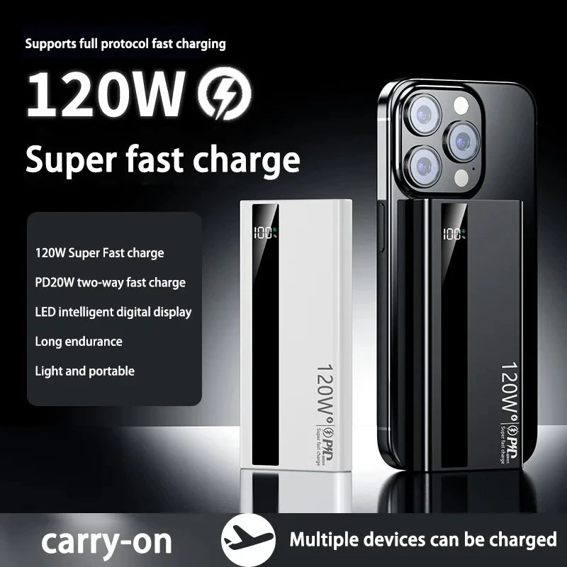 500000mAh Power Bank 120W Fast Charging Large Capacity Power Bank PD 20W Suitable For All Mobile Phones Long Endurance