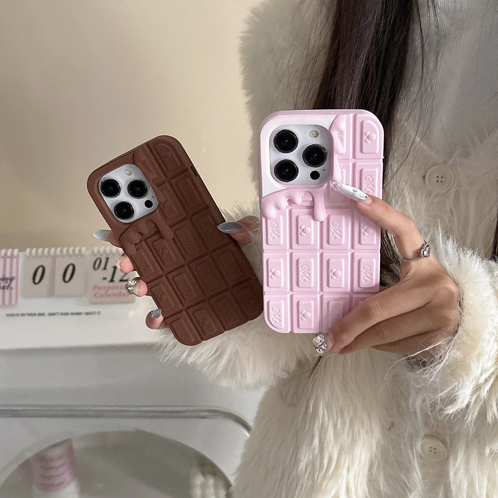 3D Cartoon Chocolate & Strawberry Cake iPhone Case – Fits iPhone 17, 16, 15, 14, 13, 12, 11 Pro Max & More