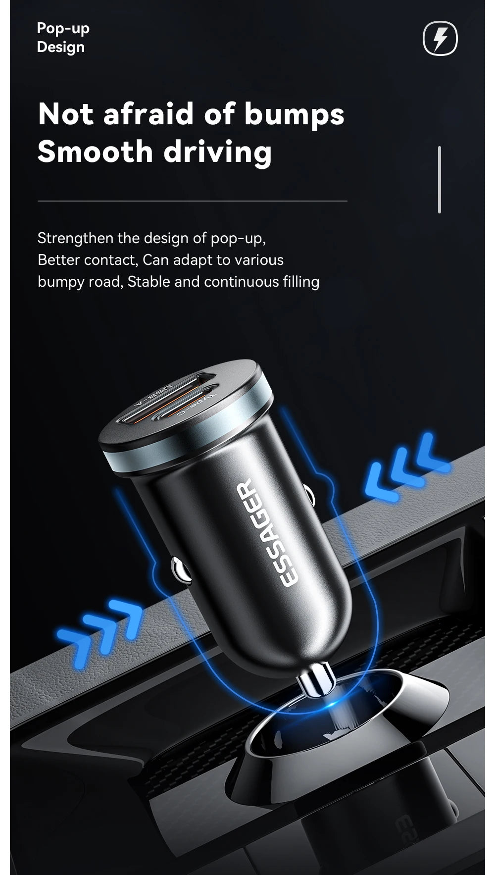 30W Dual Port Car Charger - Fast Charging USB-C & USB-A for iPhone & Android