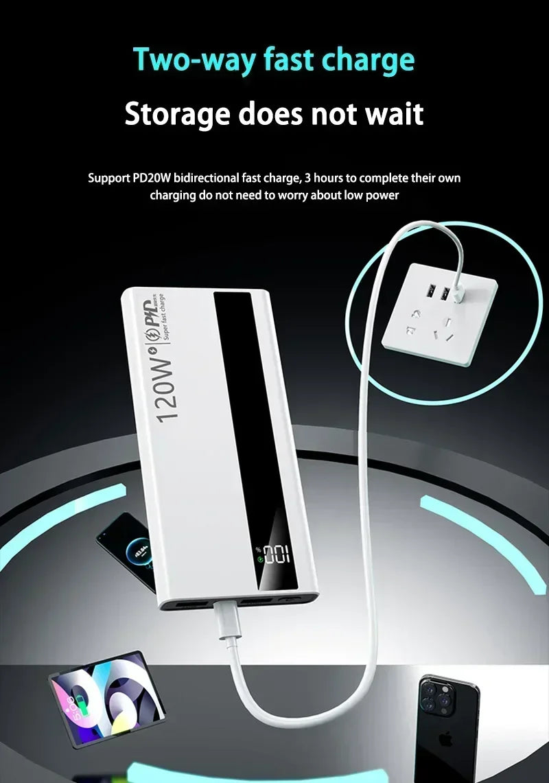 500000mAh Power Bank 120W Fast Charging Large Capacity Power Bank PD 20W Suitable For All Mobile Phones Long Endurance
