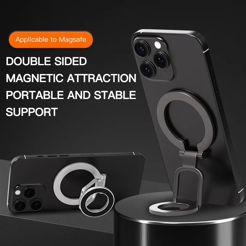 2025 Double Sided MagSafe Phone Stand Magnetic Phone Ring Holder Kickstand Magnet Grip for Phone 15 14 Android Gym Car Holder