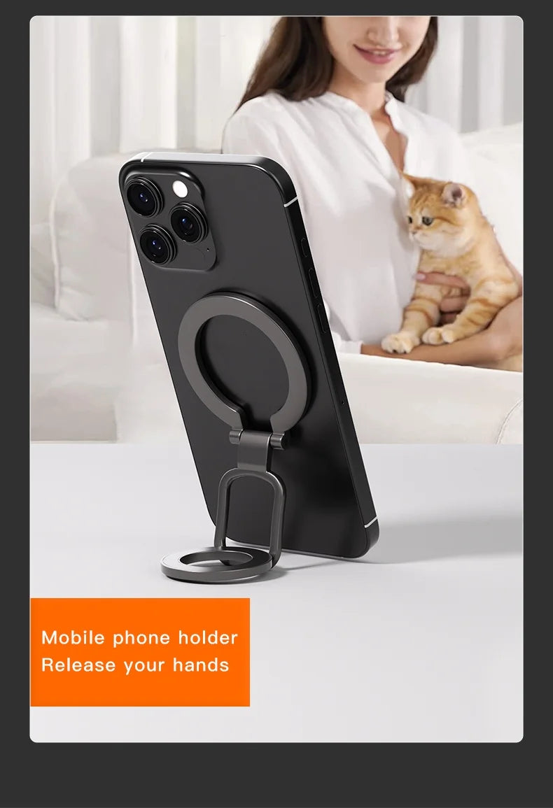 2025 Double Sided MagSafe Phone Stand Magnetic Phone Ring Holder Kickstand Magnet Grip for Phone 15 14 Android Gym Car Holder