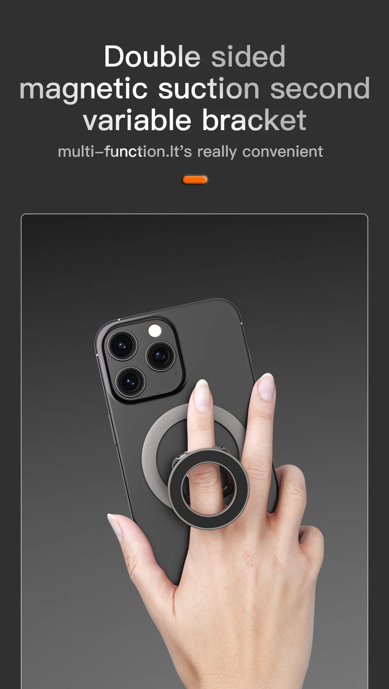 2025 Double Sided MagSafe Phone Stand Magnetic Phone Ring Holder Kickstand Magnet Grip for Phone 15 14 Android Gym Car Holder