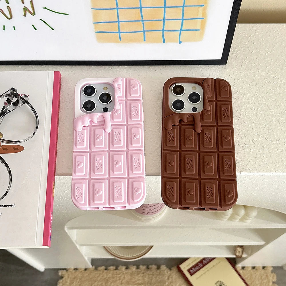 3D Cartoon Chocolate & Strawberry Cake iPhone Case – Fits iPhone 17, 16, 15, 14, 13, 12, 11 Pro Max & More