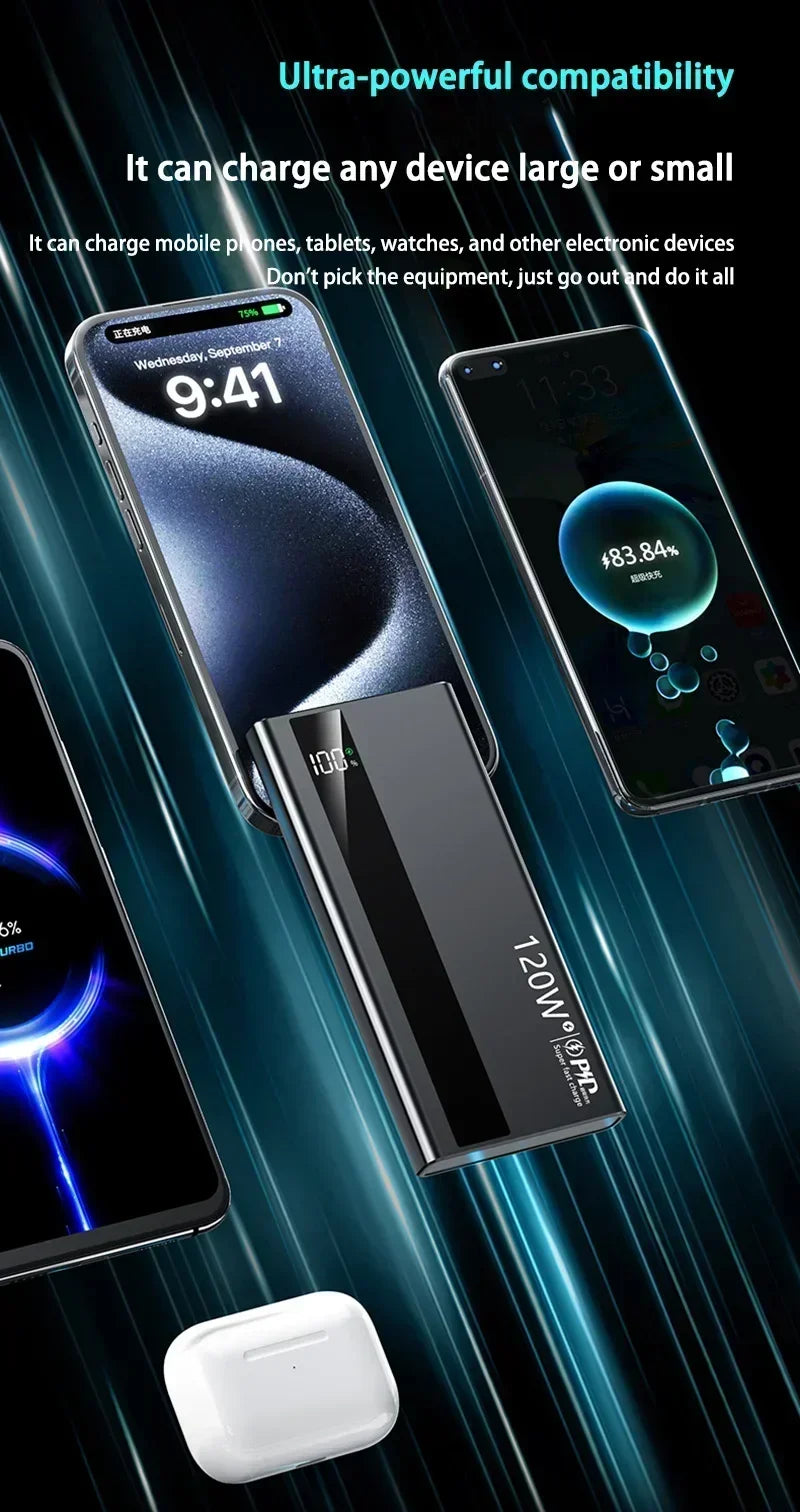 500000mAh Power Bank 120W Fast Charging Large Capacity Power Bank PD 20W Suitable For All Mobile Phones Long Endurance